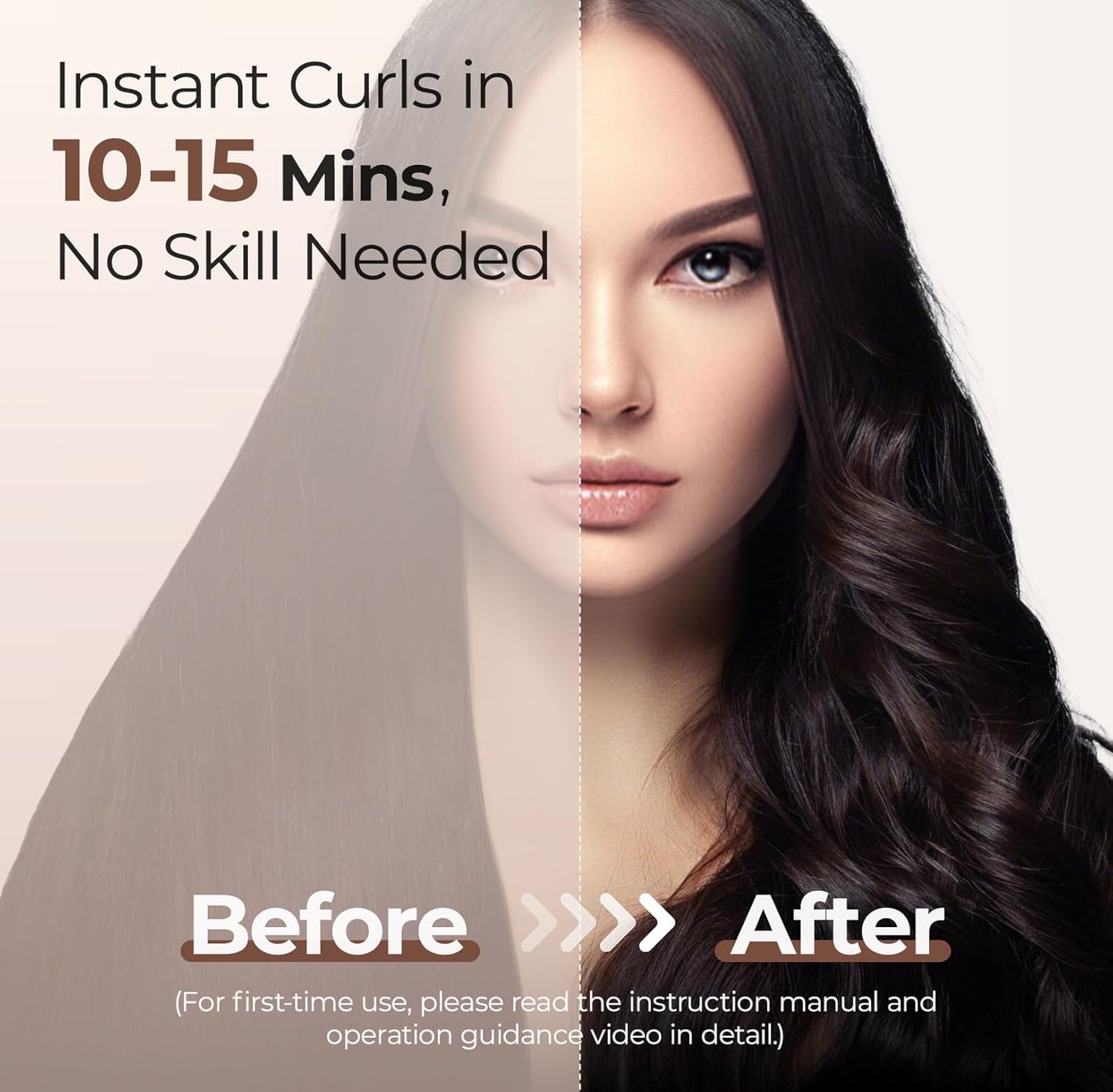 Automatic Curling Iron 1 1/4 Inch, Rotating Ionic Hair Curler Wand with 3 Temperatures, Anti-Scald, Auto Shut-Off Spin Iron for Hair Styling, Black