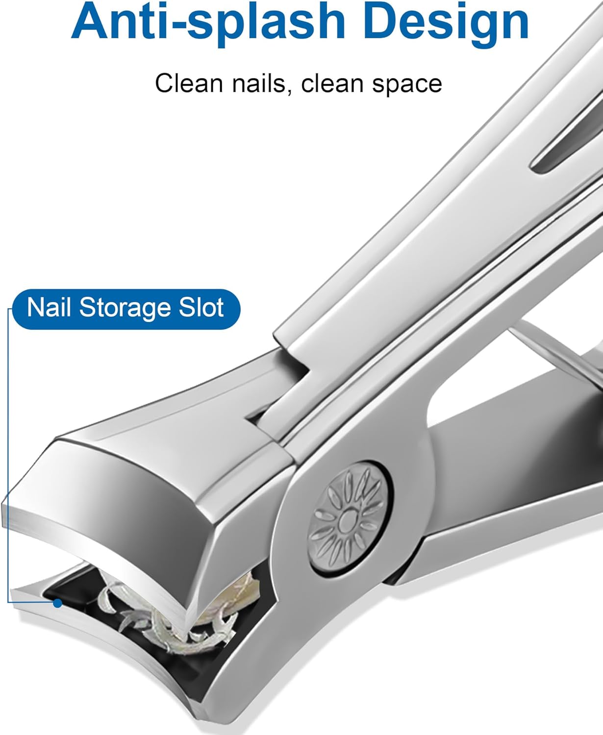 Nail Clippers for Thick Nails, Ultra Sharp, No Splash with Catcher, Wide Mouth Fingernail and Toenail Clippers for Seniors, Men & Women (Silver)