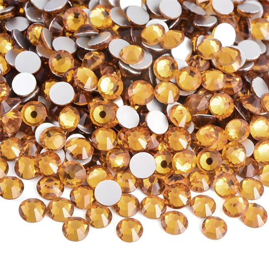 Flatback Rhinestones Round Gems for Nails Art and Crafts 620Pcs SS30 6mm Glitter Crystals Stone DIY Bags Clothes Shoes (Golden Yellow)