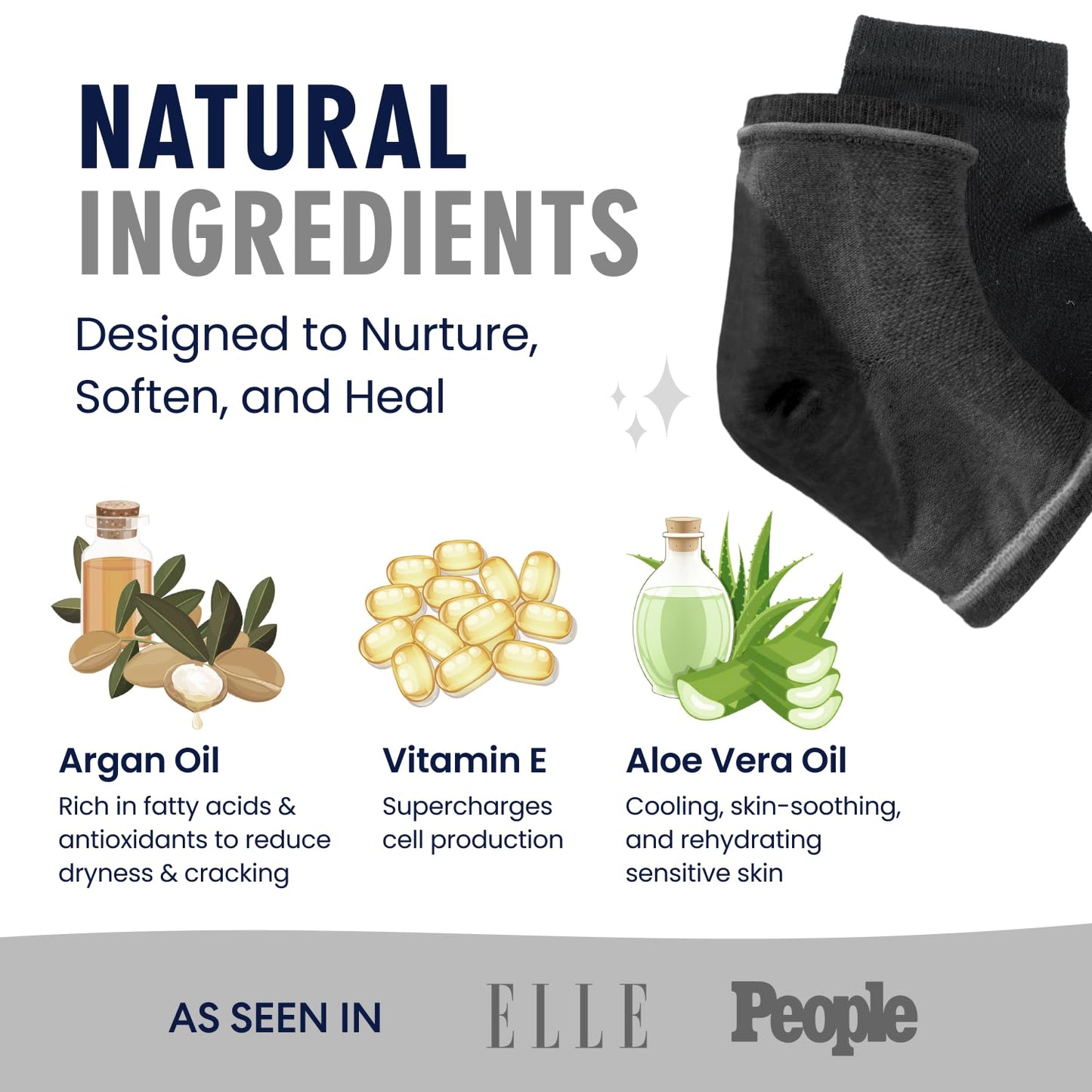 Dr. Frederick's Original Moisturizing Heel Socks for Cracked Heel Treatment - 2 Pairs - Socks for Dry Feet - Cracked Skin Repair & Overnight Hydration - Foot Care for Women & Men - Argan Oil