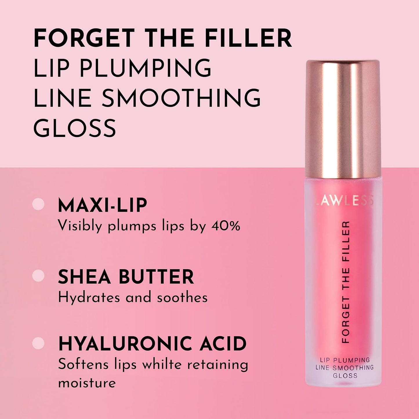 Lawless Forget the Filler Lip Plumping Line Smoothing Gloss - Sex Pot - Premium Volumizing Lip Gloss with Natural Ingredients Designed to Plump, Firm, and Hydrate Lips 0.11 oz