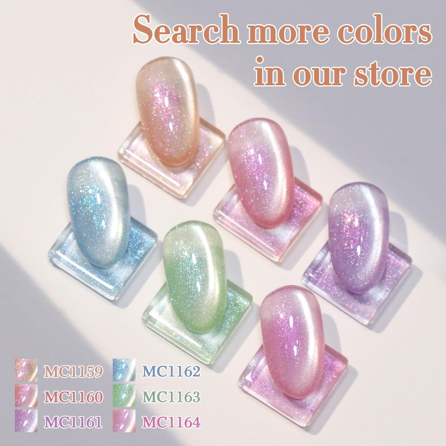 Double Rhythm 0.5 Oz Cat Eye Gel Polish with Magnet Same Color Same Bottle Holographic Glitter Shimmer Translucent Color Salon 15 ML Magnetic Nail Art (Nude Apricot-MC1159)