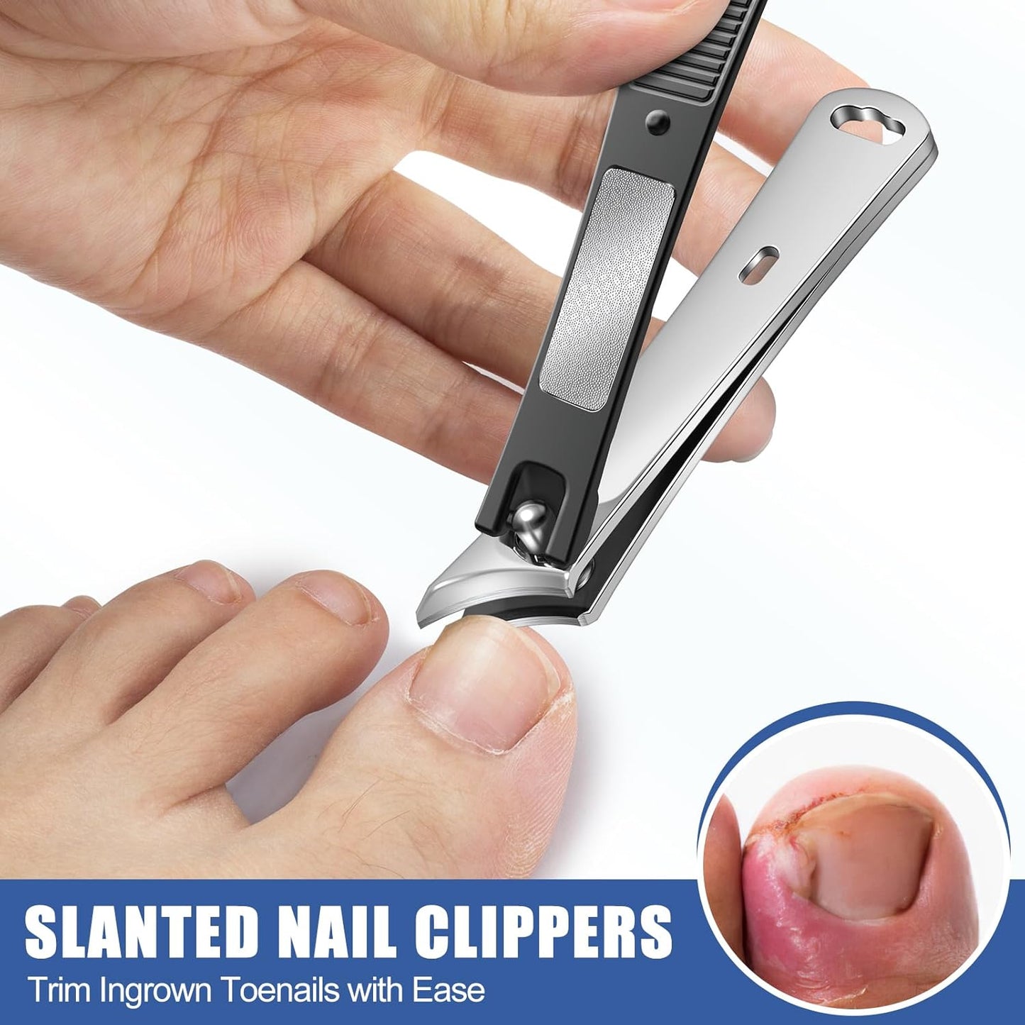 Toenail Clippers for Seniors Thick Toenails, Large Wide Opening Toe Nail Clippers for Men Thick Nails, Heavy Duty Sharp Slanted Nail Clippers Fingernail Clipper Gifts for Men Women
