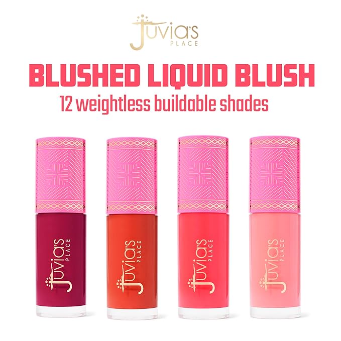 Juvia's Place Blushed Liquid Blush PerkyPoppy - Dewy Tint Cheeks Makeup Glow Pigment Effortless Beauty Long Lasting Cosmetics Soft Creamy Natural Buildable All Skin Color Light Flawless Finish Blend