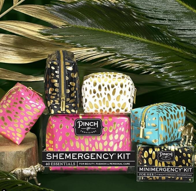 Pinch Provisions Shemergency Kit for Her, 40 Emergency Essential Items, Compact, Multi-Functional Pouch, Gift for Women, Birthday, Bachelorette Parties, and More!