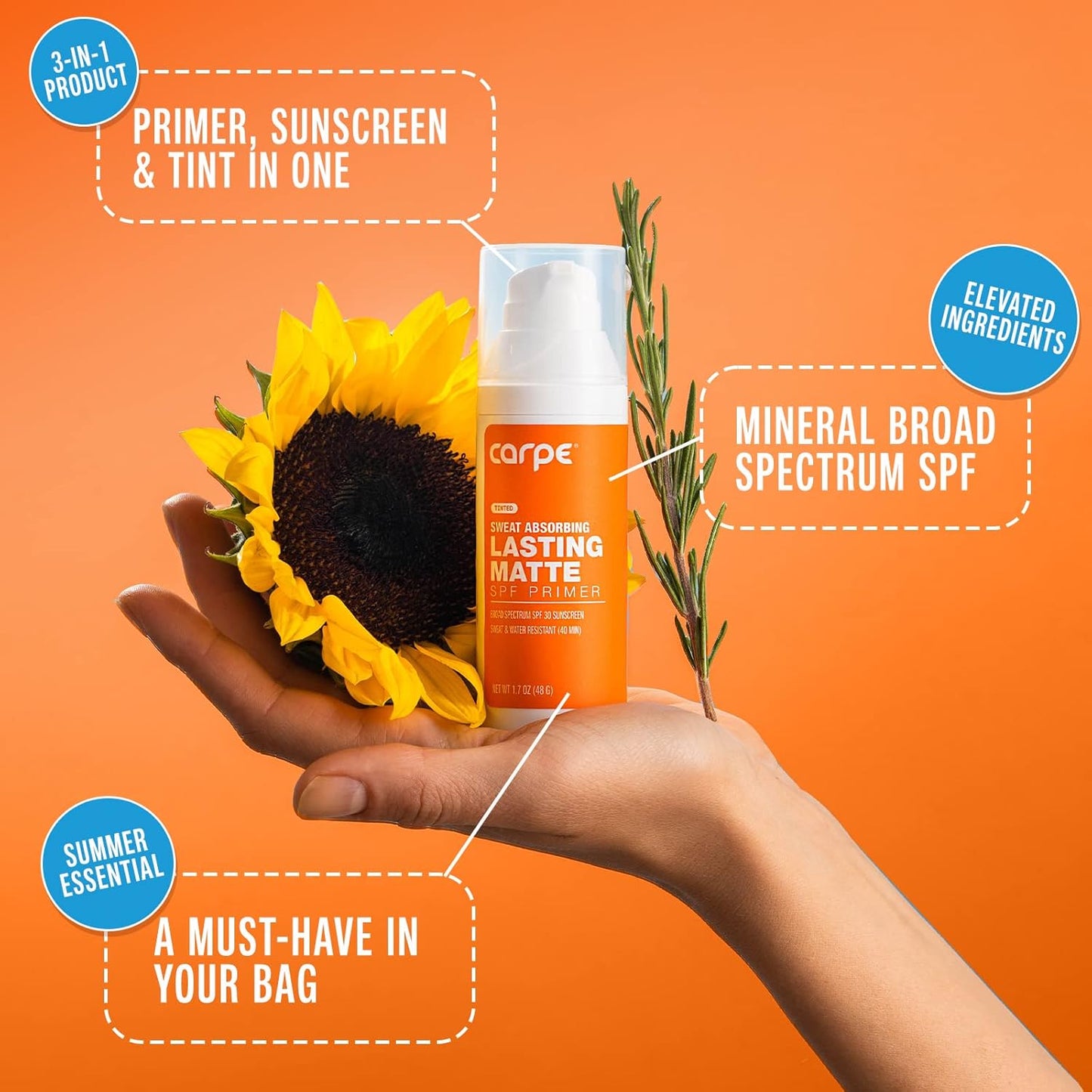 Carpe Primer Face Makeup Base ~New~ Zinc Mineral Sunscreen Face SPF 30, Lasting Matte Primer For Oily Skin And Tinted Sunscreen For Face