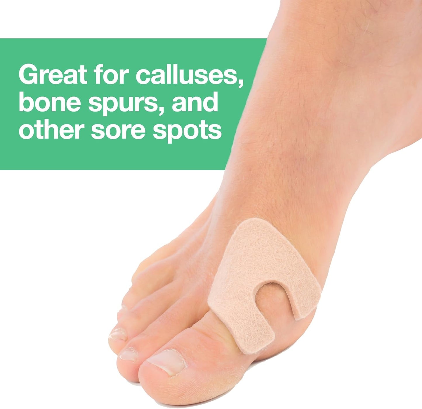 ZenToes Callus Pads | U-Shaped Design Moleskin Blister Pads | Self-Stick Adhesive Felt All Day Comfort Cushions for Calluses and Corns | Reduce Pressure and Friction | 48 Count (Beige)