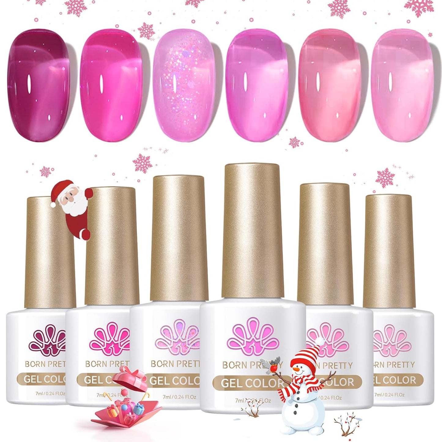 Born Pretty Jelly Pink Gel Nail Polish Halloween Milky Hot Pink Ghost Translucent Gel Polish Soak Off U v LED Light Cure Nail Art Kit for Salon Manicure and DIY at Home