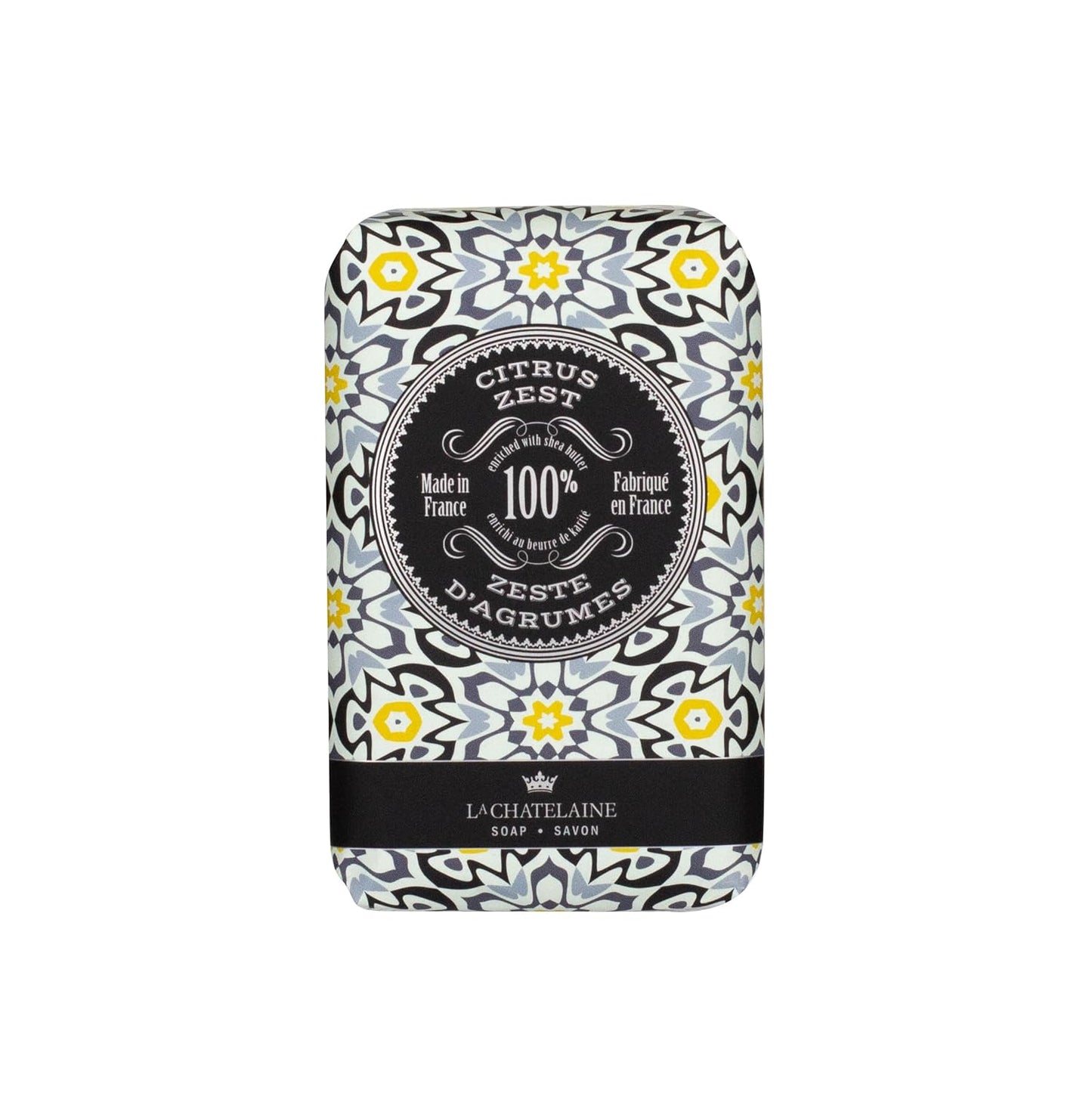 La Chatelaine Soap Supply Tin Gift Set |Unisex, Men, Women| Plant-based shea butter bar soaps | Made in France | Natural and Organic | Large soap bars | Set of 6, 8.8 oz./250g bars - Gray Mosaic