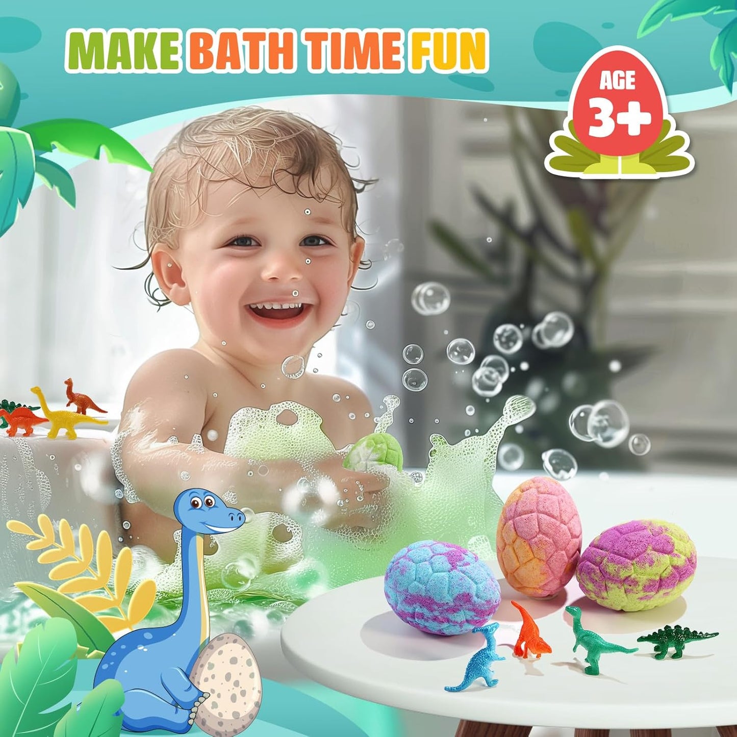 Bath Bombs for Kids with Dinosaur Toys Inside, 9 Pack Natural and Organic Dinosaur Bath Bombs Bubble Bath Gift Set, Stocking Stuffers for Kids, Perfect Christmas Birthday Gifts for Kid 3-12