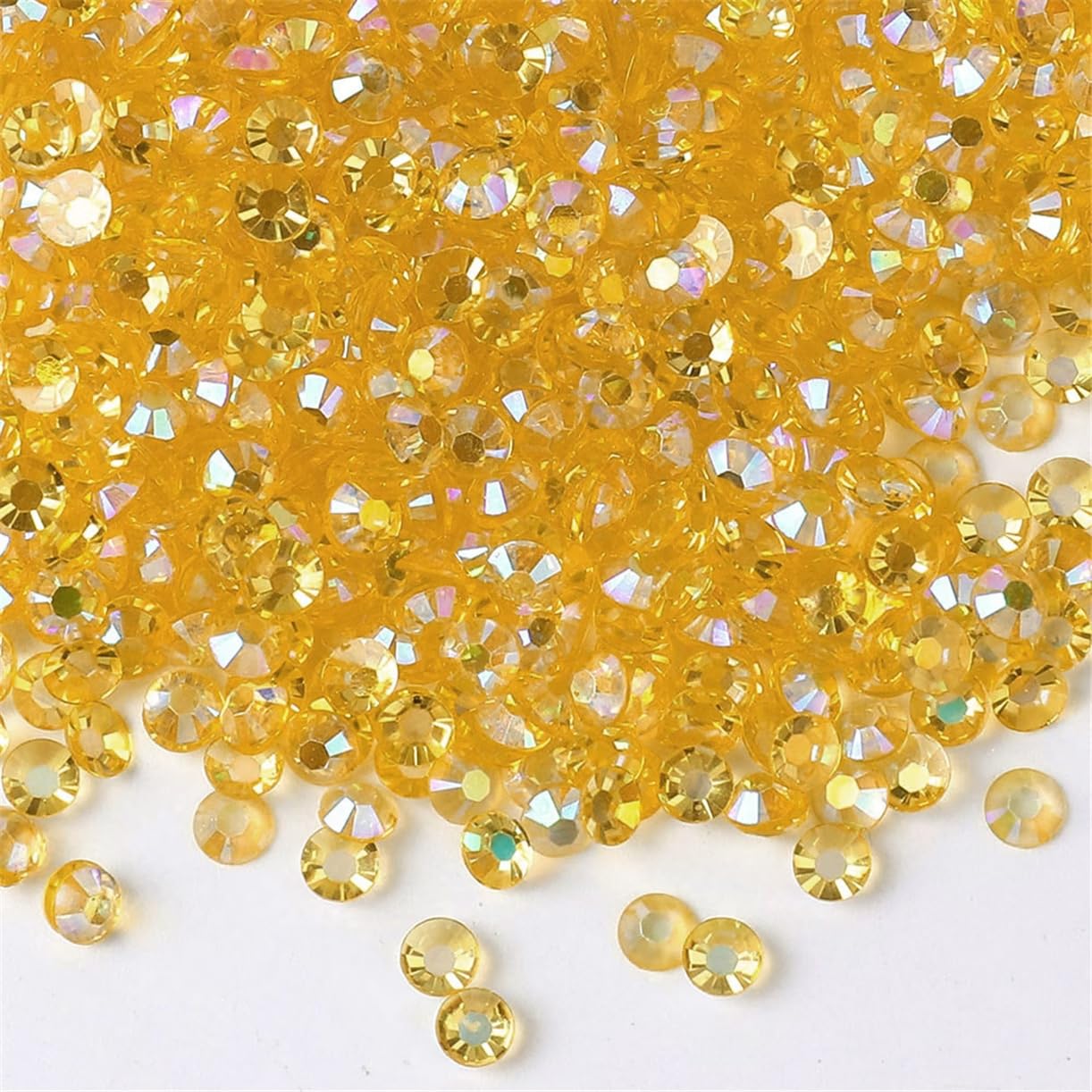 1000 Pieces SS20 5mm Flatback Rhinestones AB Clear Round Gems Crystals for Nail Art DIY Crafts Clothes Shoes Bags （Transparent Golden Yellow AB）