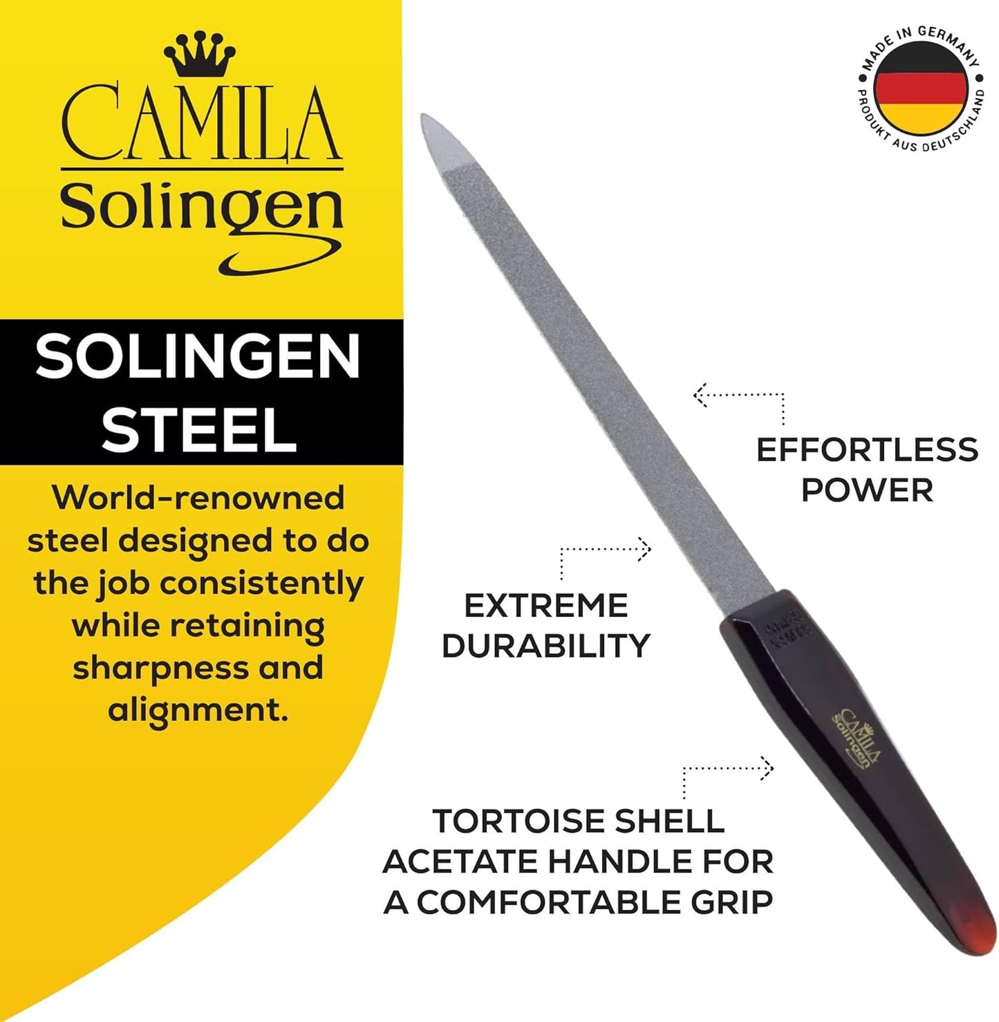 CS19 Sapphire Metal Nail File for Natural Nails Fingernail and Toenail Care, 8" Double Sided Coarse and Fine for Manicure and Pedicure