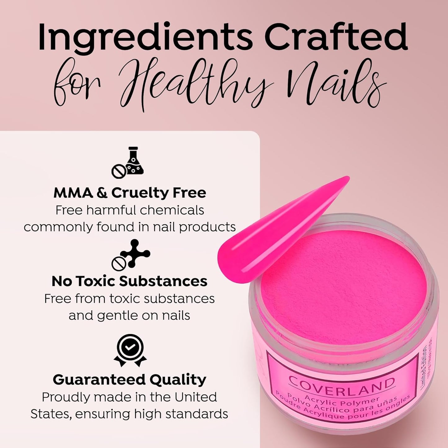 Tones Coverland Acrylic Nail Powder "Summer Fling" - Limited Edition Acrylic Powder for Nail Design, Sculpting, and Masking Nail Bed Imperfections - Professional Acrylic Nail Supplies - (1.5 Oz)