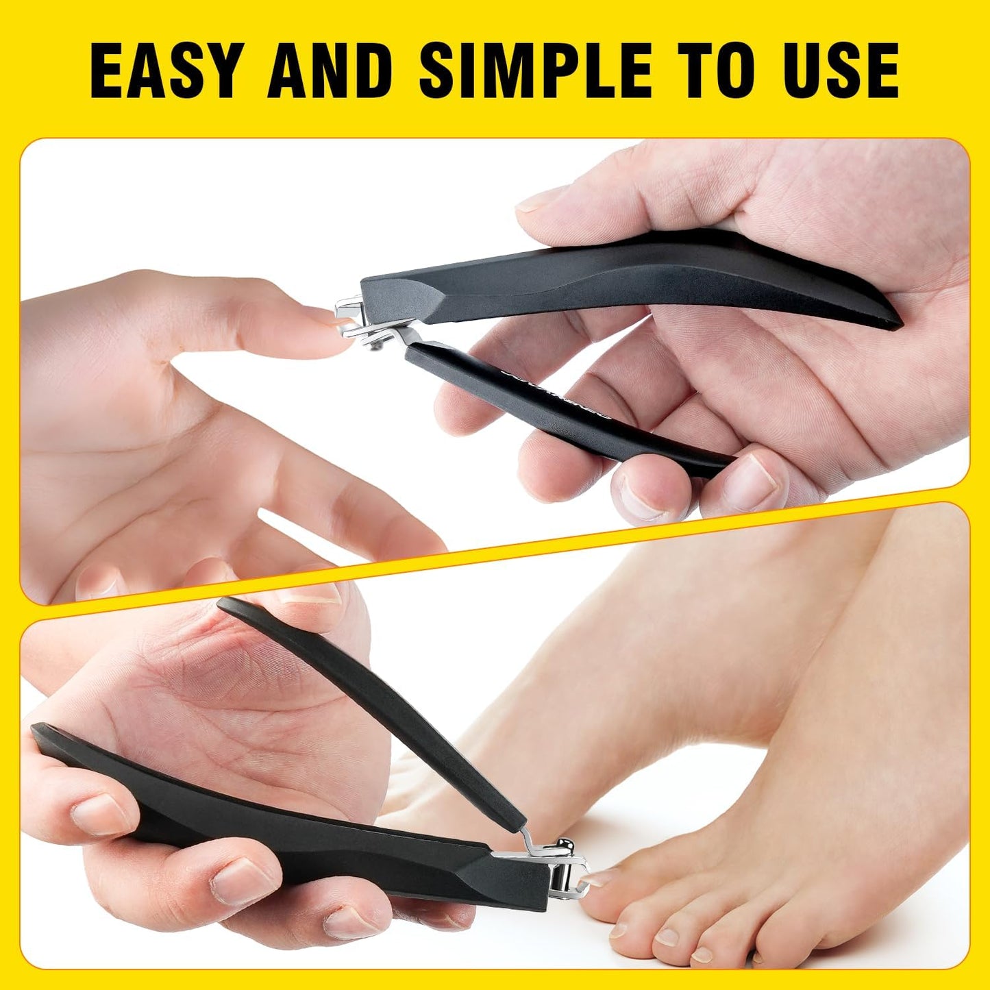 Nail Clippers for Men with Catcher, Anti Splash Self-Collecting Finger Nail Clippers Adult with Ergonomics Long Handle, Heavy Duty Large Toenail Clippers for Thick Nails for Seniors Nail Cutter
