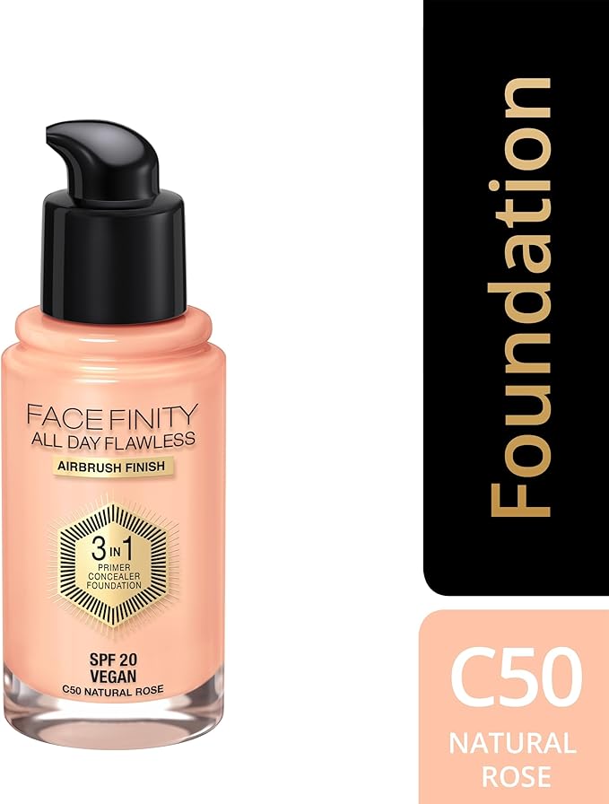 Max Factor Facefinity All Day Flawless 3 In 1 Foundation SPF 20, No. 50 Natural
