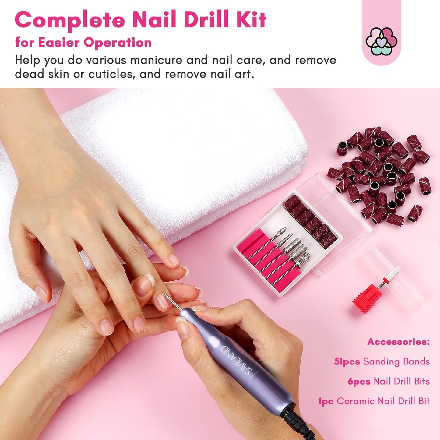 SAVILAND Dip Powder Nail Kit with Drill: Starter Set 30 Colors Summer Spring Keratin Dip Nails Powder with Dipping Liquid Set Activator Base Top Coat Cuticle Oil for DIY Manicure Nail Art
