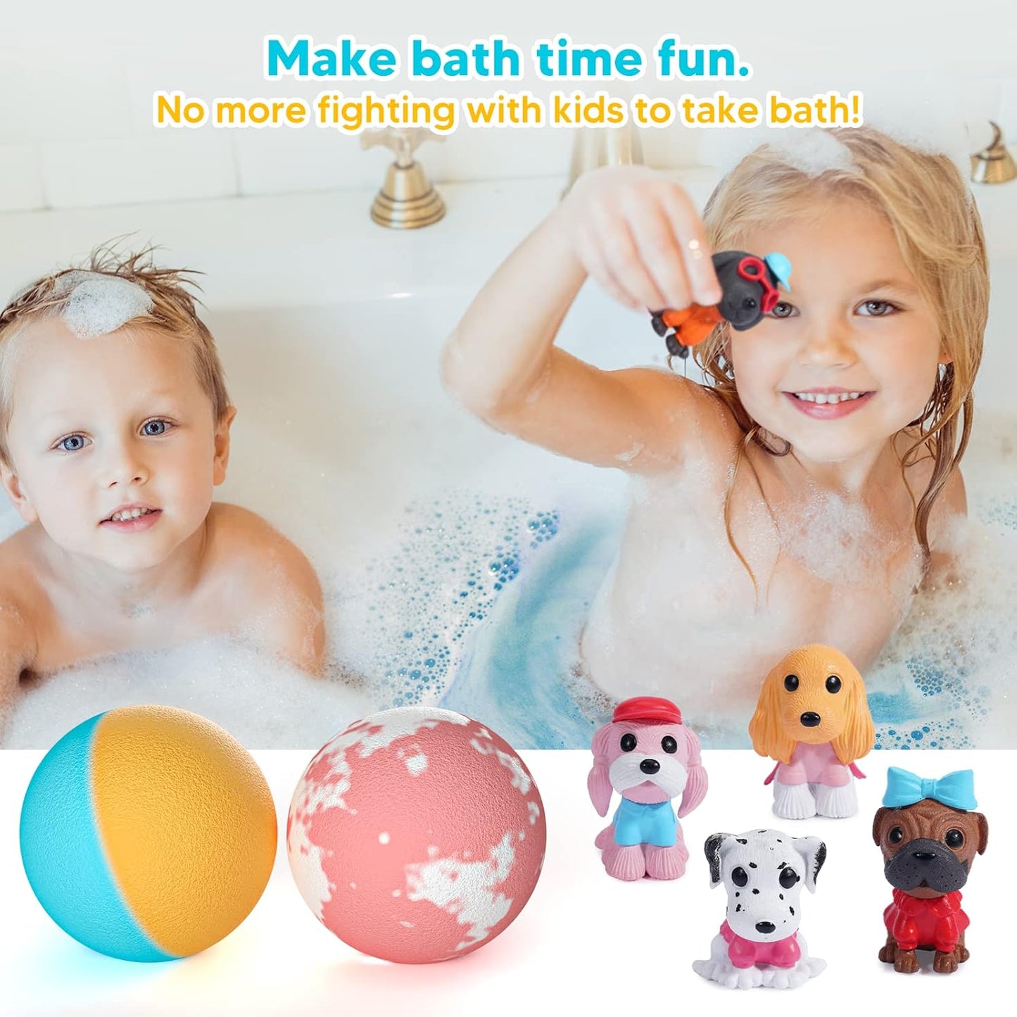 Bath Bombs for Kids with Surprise Toys Inside, 12 Pack Natural Organic Handmade Kids Bath Bombs with Animal Puppy Dog Toys, Fizzy Bubble Bath Gifts Set for Girls Boys Toddler