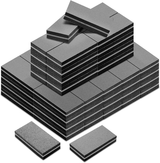 Buffer Block Nail File, 100/180 Grit Sponge Nail Buffers for Acrylic Nails, Nails Buffer, Mini Buffing Block Double Sided for Manicure Tools 60 Count - Black