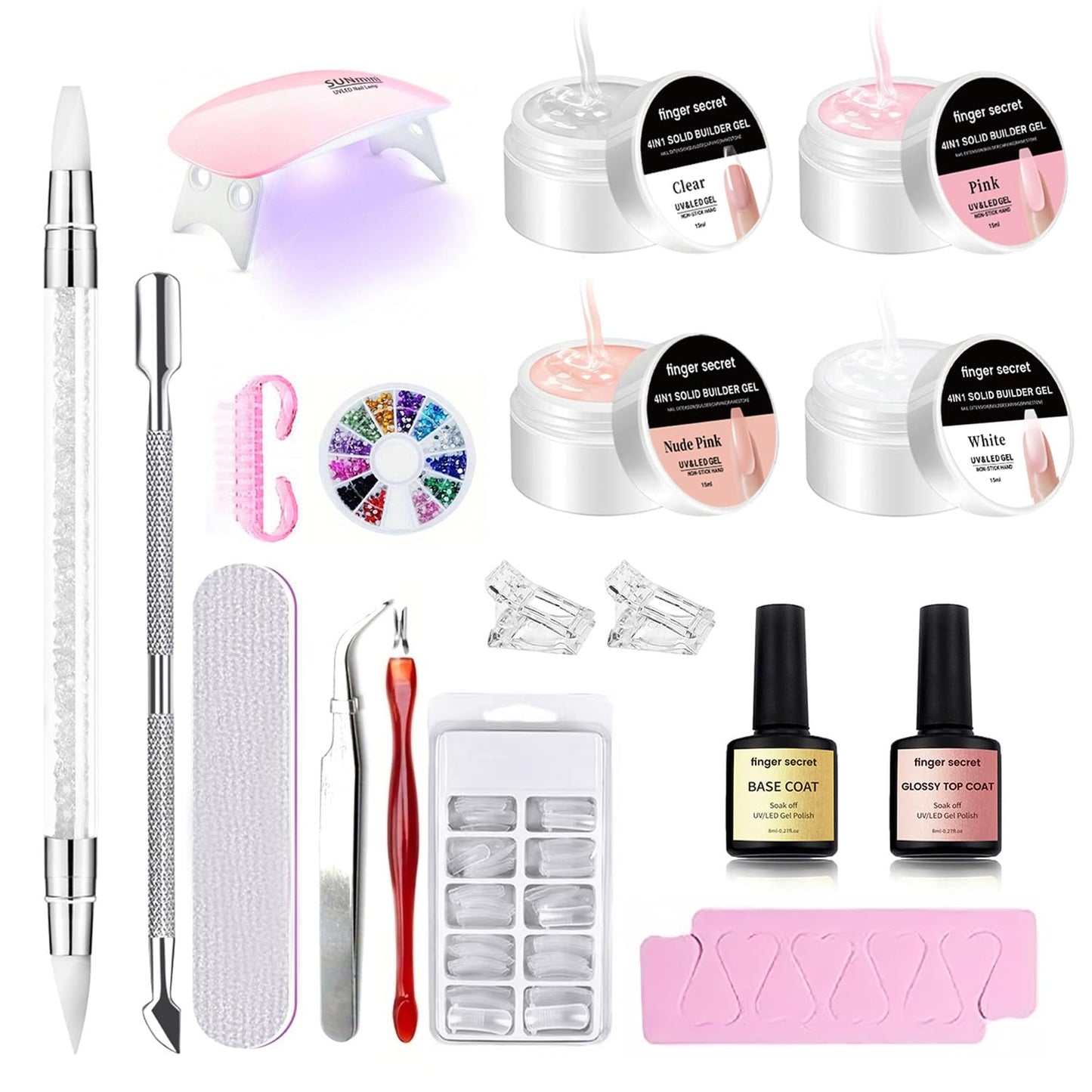 Solid Builder Gel for Nails Hard Gel 3D White Nude Pink Clear Colors for Nail Extension DIY Nail Kit