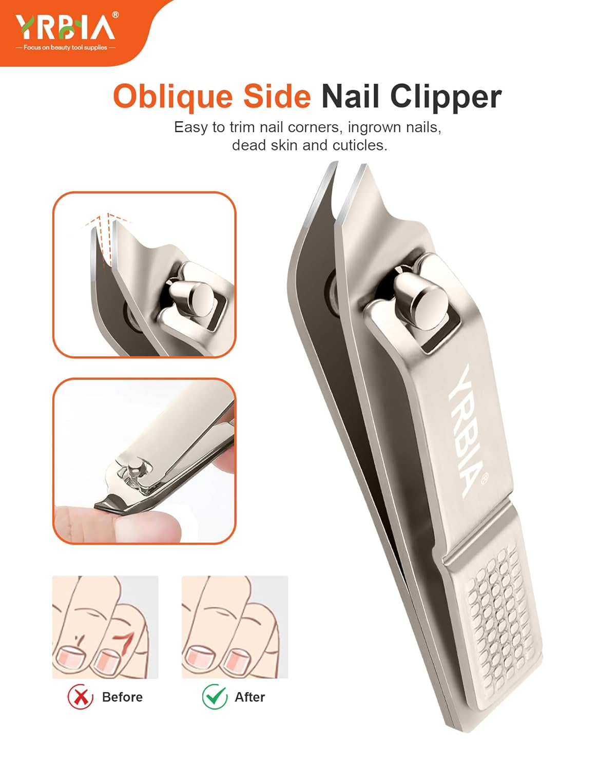 Nail Clippers with Glass Nail File, 4 Piece Ultra Sharp Nail Clipper Set, Professional Fingernail & Toenail Clippers Nail Cutter for Men and Women (Champagne)