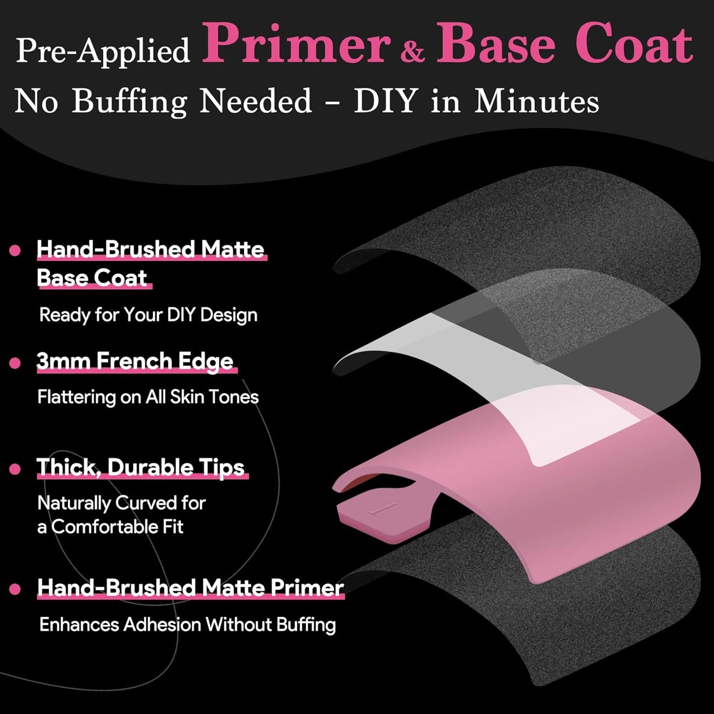 Toe Nail Press Ons French Tip, Sharp Square Berry Pink Pre-Designed Fake Toenail Press On for Women DIY, Soft False Acrylic Nail Extension 15 Sizes, 270 Pcs - Builder Nail Gel & Top Coat Needed