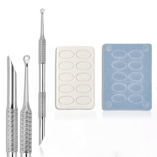 Pre-treatment Cuticle Pusher, Russian Prep Nail Pushers, Dual Ended Cuticle Remover with 100/180 Grit Sandpaper Sheets, Nail Care for Manicure Pedicure Nail Art