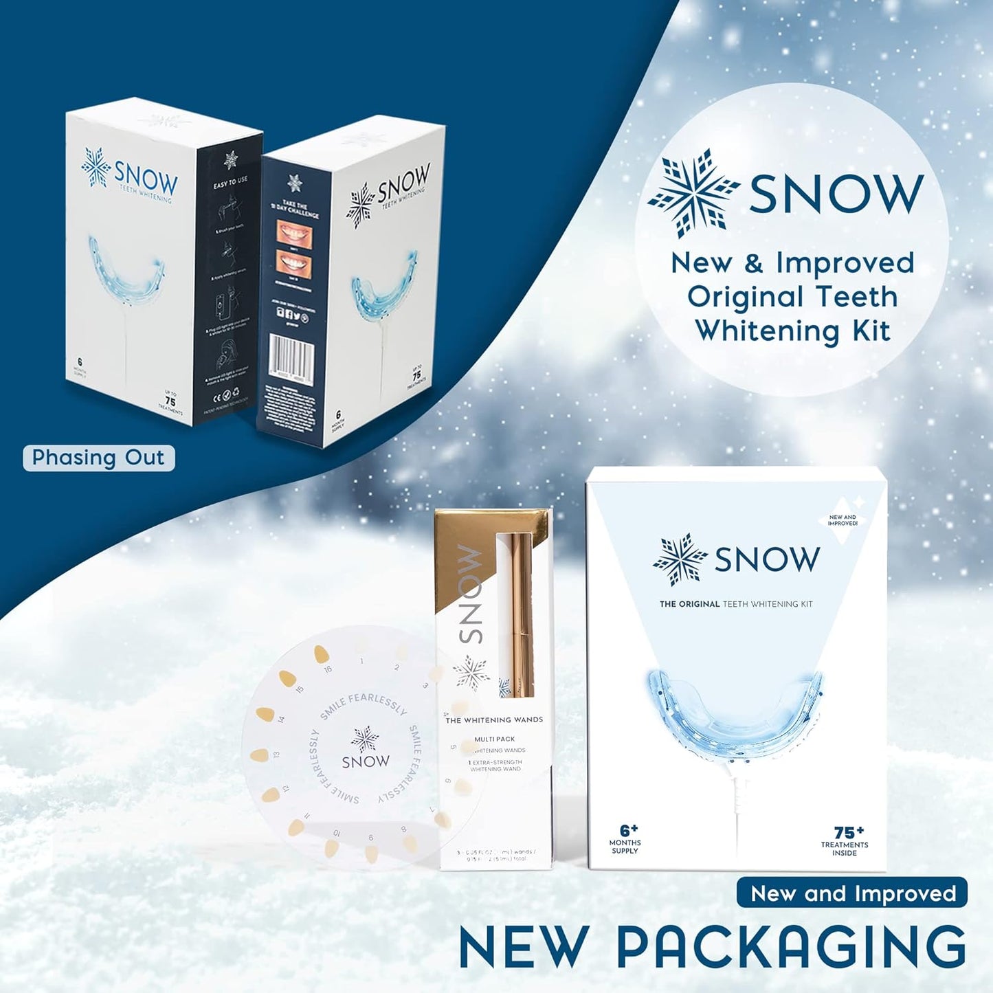 Snow Teeth Whitening Kit - Snow Teeth Whitening Serum and LED Mouthpiece Whitener, Formulated with Hydroxyapatite, Good for 6 Months - Wired Kit with 3 Wands