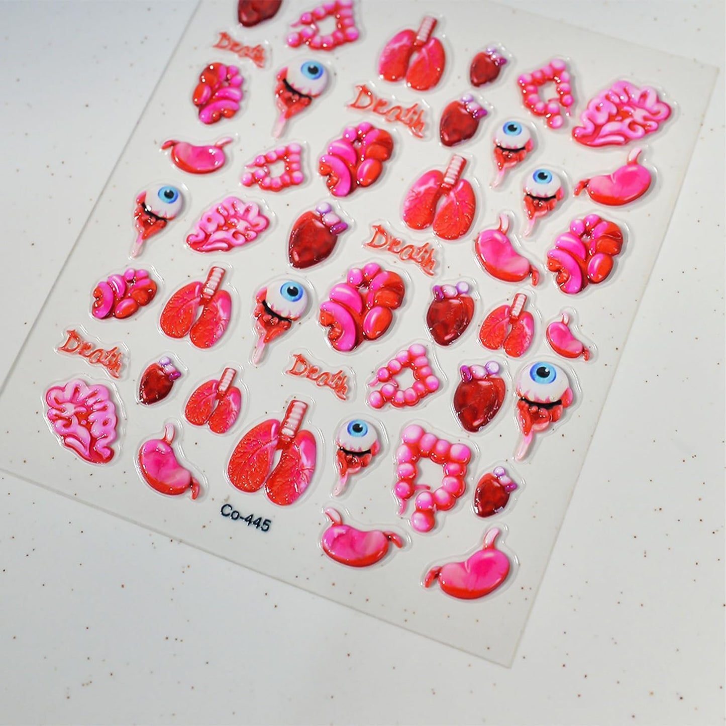 1 Sheets Horror Halloween Nail Stickers for Nail Art Embossed Eyeballs Nail Art Stickers Scary Heart Lungs Human Organs Nail Decals 5D Self-Adhesive Bloody Holiday Nail Design Supplies for Women