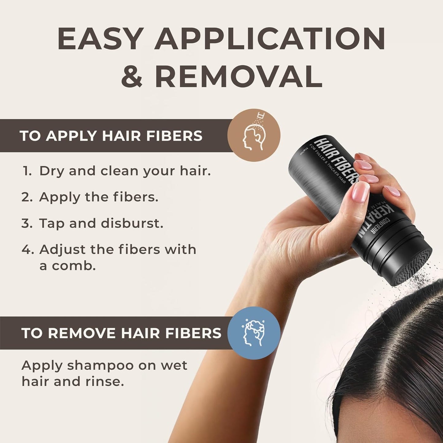 Keratin Hair Fibers for Men & Women - Fill In Fine or Thinning Hair, Instantly Thicker, Fuller Looking Hair (Black, 15g)