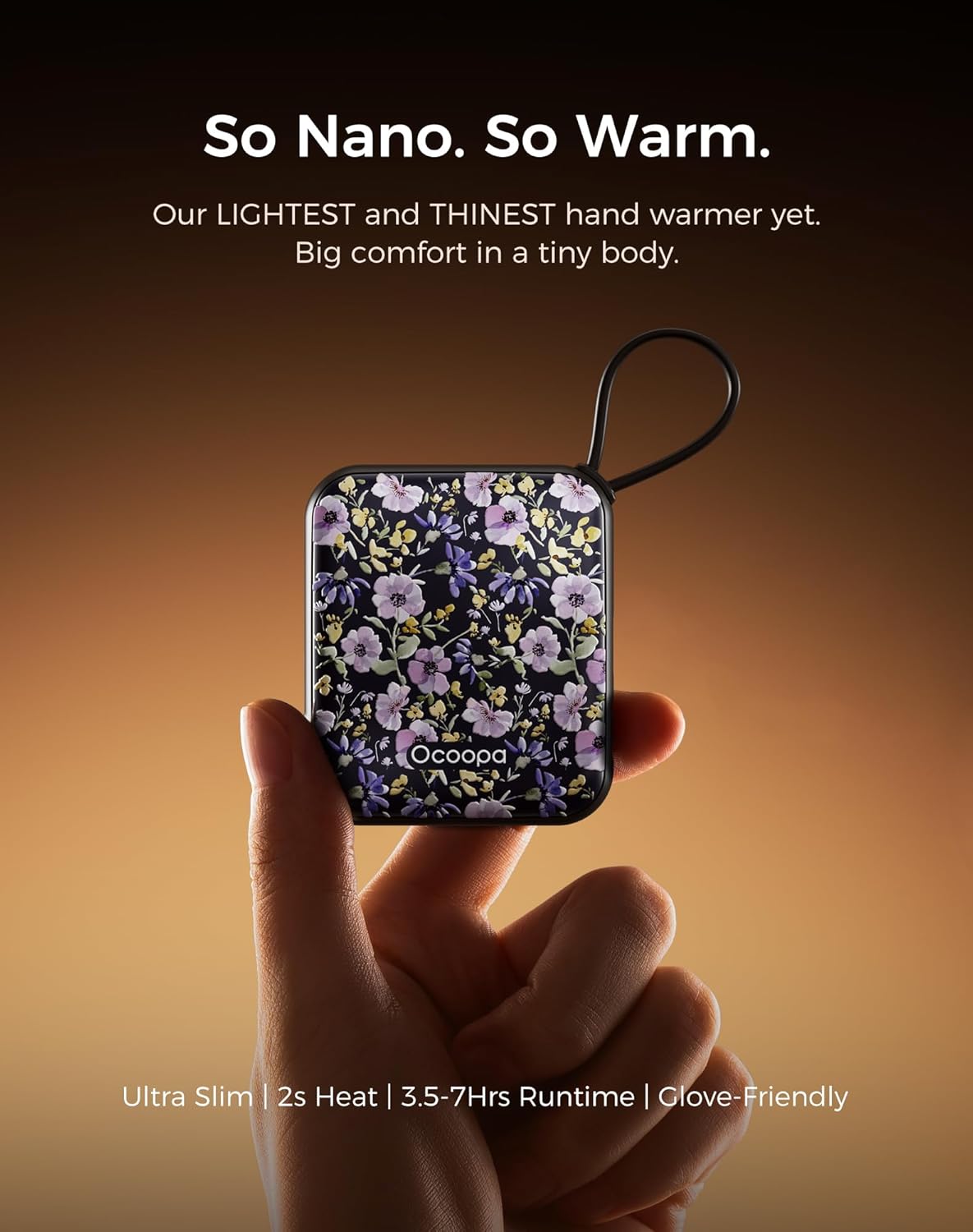 Ocoopa Hand Warmers Rechargeable UT5 Nano – Slim Electric Pocket Heater, Smart Temp Control, 14Hrs Battery, UL Safety, Artists in Bloom Design, Practical Gifts for Women, Christmas, Outdoor, Office