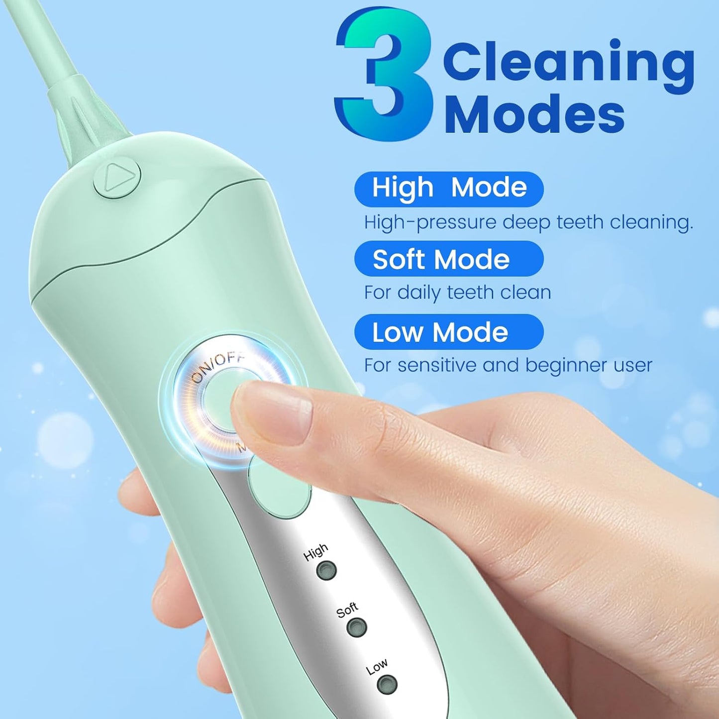 Water Flosser for Teeth, Portable Oral Irrigator Rechargeable Water Dental Flosser Pick with High Pressure 5 Jet Tips, IPX7 Travel Water Flossing for Brace Teeth Cleaner Gum Care