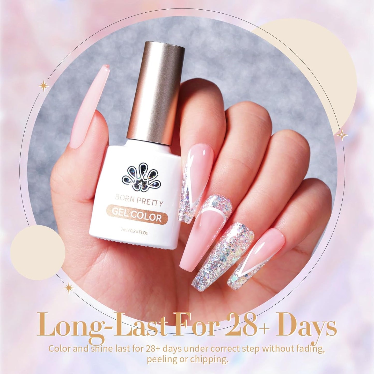 Born Pretty Glitter Sequins Gel Nail Polish Sparkly Shiny Pink Yellow Blue Green 6pcs 7ml Set Soak Off U V Nail Gel Nail Art Manicure Varnish Kit