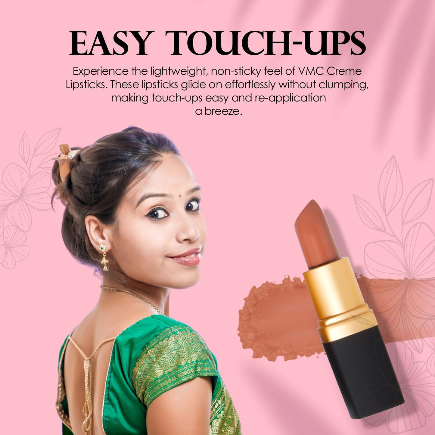 Vera Moore Creme Lipstick, Long Lasting, Lightweight, Moisturizing Opaque Color with Staying Power, Fragrance, and Paraben Free Cosmetics Soft Lipstick (Tasty)