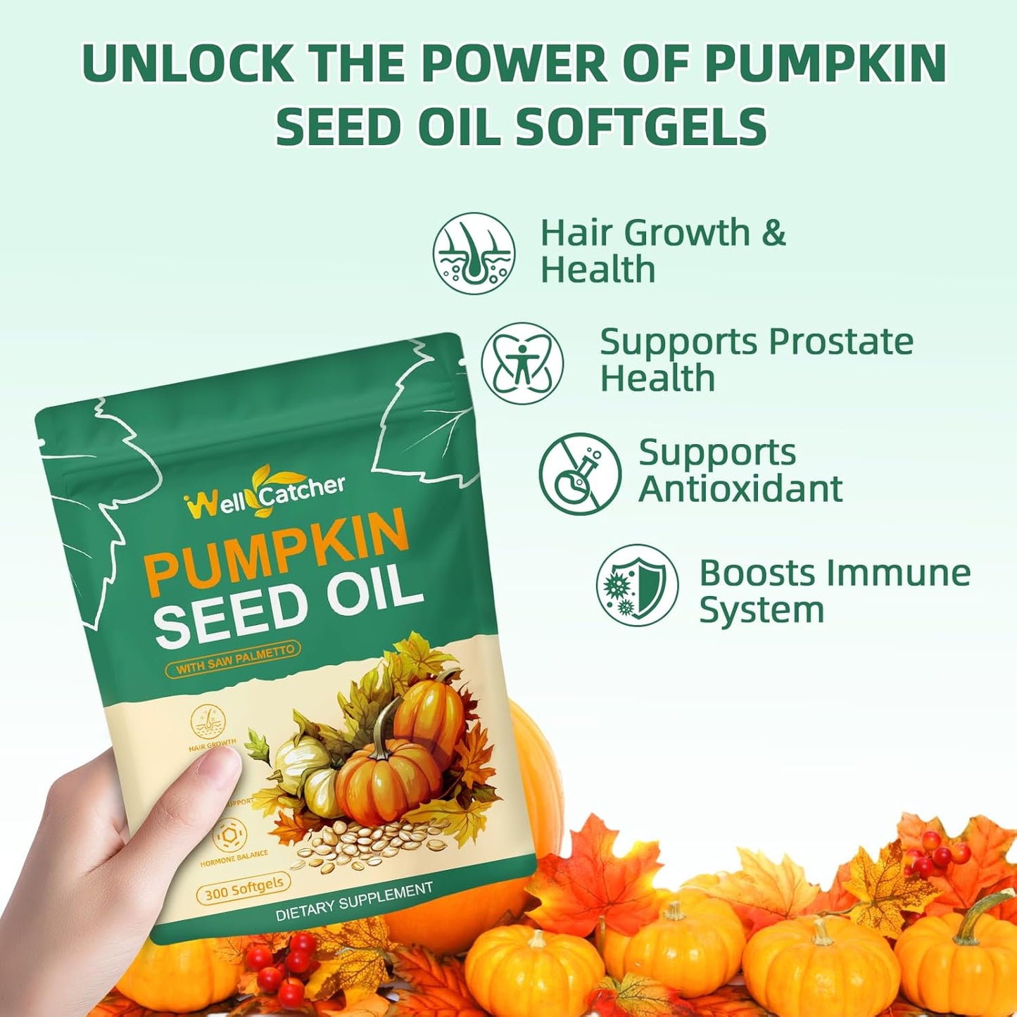Pumpkin Seed Oil with Saw Palmetto Softgels: Organic 3000mg Pumpkin Seed Oil Capsules Cold Pressed for Hair Growth Bladder & Prostate Health Support with Black Seed Oil Zinc Per Serving 100 Servings