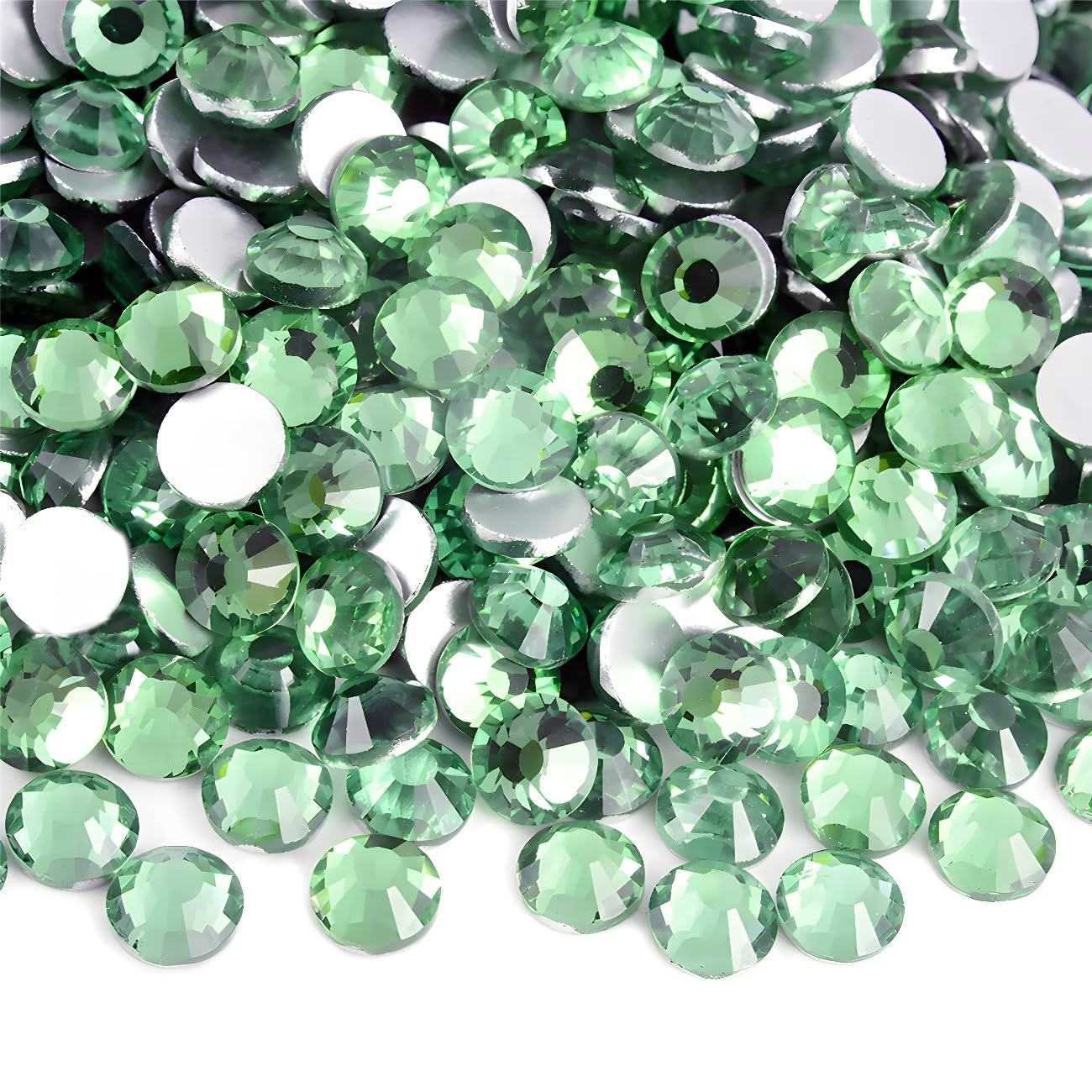 Flatback Rhinestones Round Gems for Nails Art and Crafts 620Pcs SS30 6mm Glitter Crystals Stone DIY Bags Clothes Shoes (Light Green)