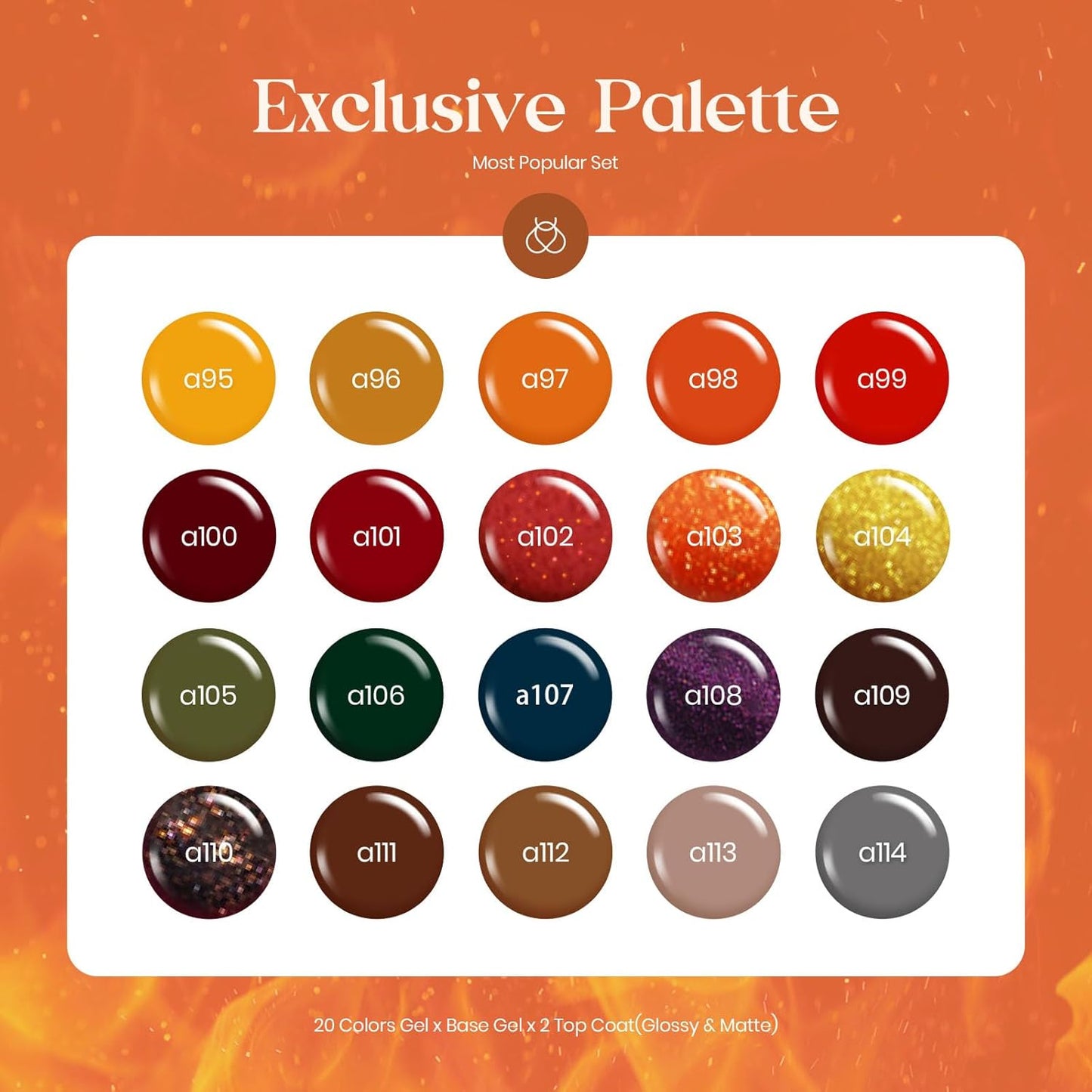 beetles Gel Polish Cozy Campfire Shade Collection - Fall Nail Fest Fall Gel Nail Polish Set, 20 Colors Autumn Orange Yellow Green Brown Red Shades UV LED Cured Soak Off DIY Manicure Gift for Girl