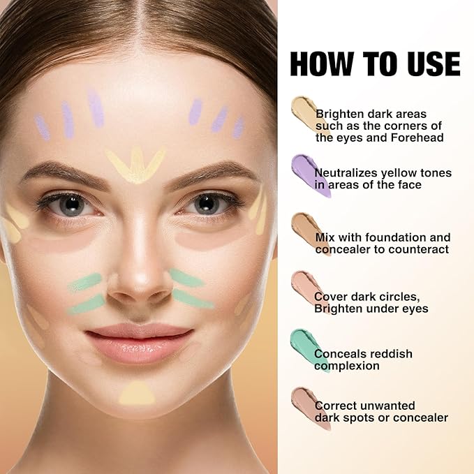 LANGMANNI Multi-Use Face Contour Stick,Highlighter & Concealer Stick, Combo Use For Correcting Color Balancing (#01+#02 Yellow+Green)