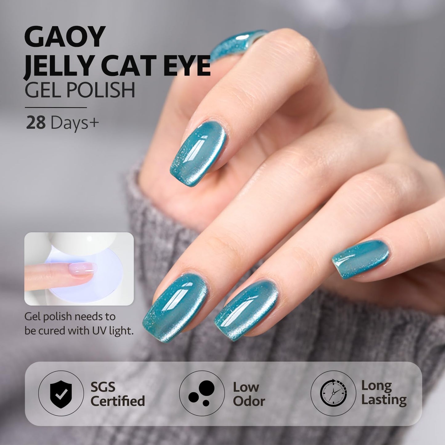 GAOY Glitter Galaxy Cat Eye Gel Nail Polish Set with Magnet for Holographic Cat Eye, Salon Gel Manicure and Nail Art DIY at Home, Gift for Women