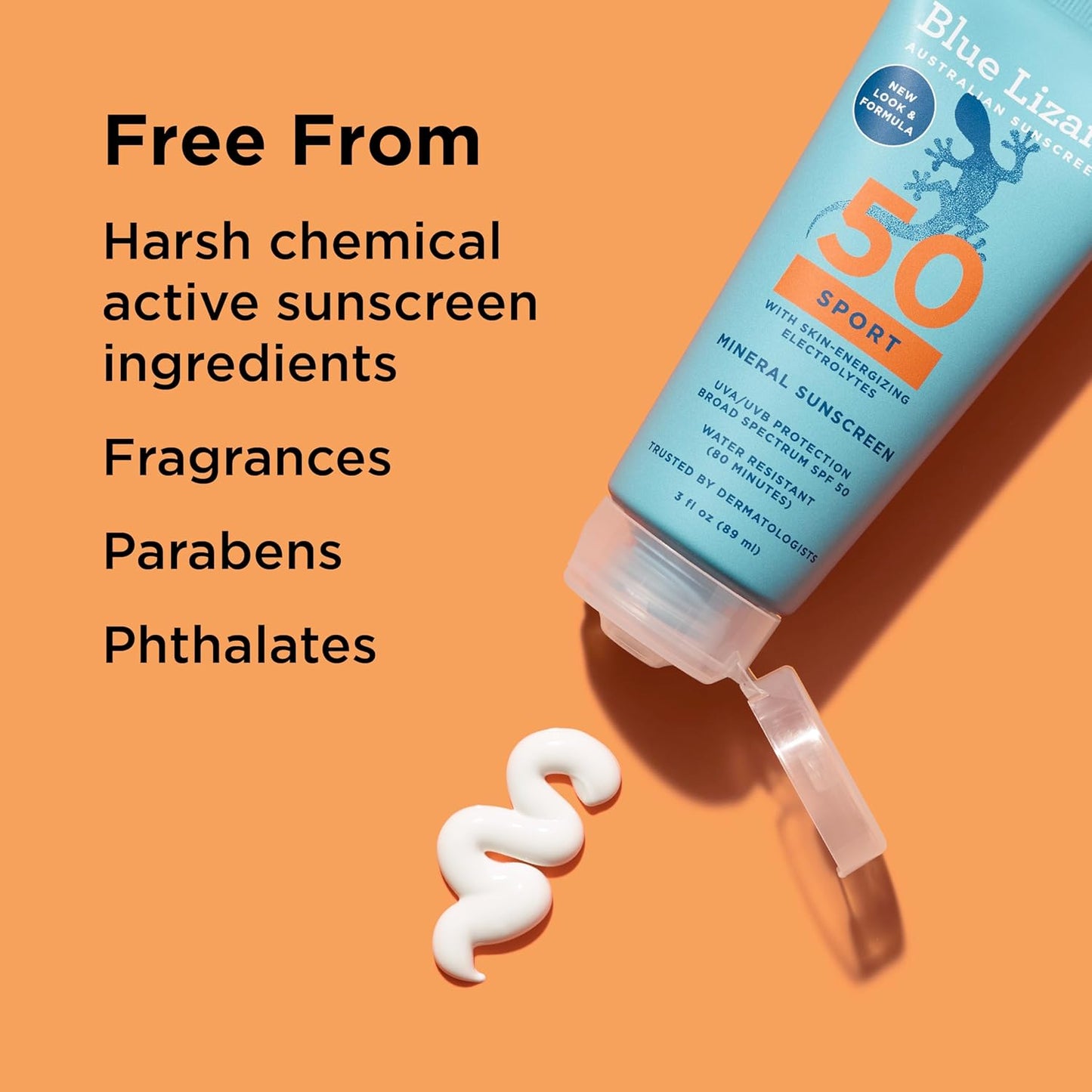 Blue Lizard Sport Mineral SPF 50 Lotion, Ideal for Athletes, 100% Mineral Sunscreen Actives, Fragrance-Free, Paraben-Free, Vegan, 3.0 fl oz