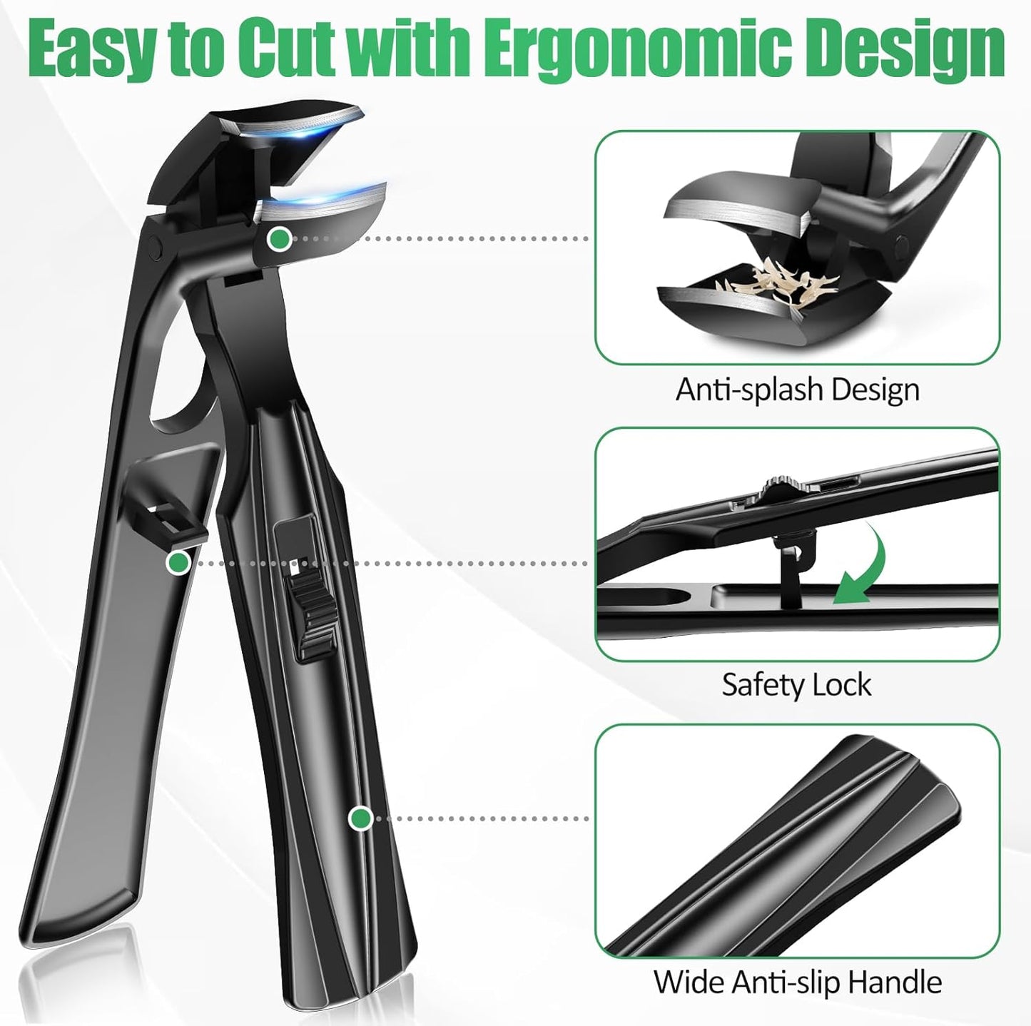 2025 Toenail Clippers for Thick Toenails for Seniors, Angled Head Large Toe Nail Clippers for Men with Wide Jaw Opening, Sharp Heavy Duty Fingernail Clipper Cutter with Catcher Long Handle