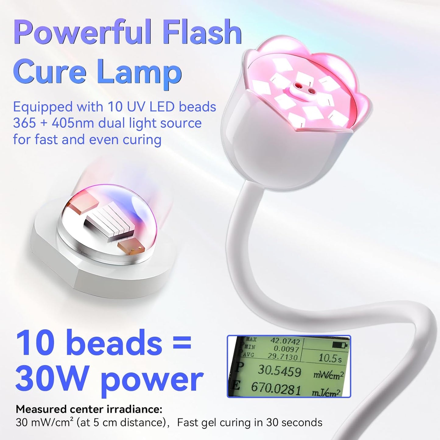 Makartt Mini UV Light for Gel Nails Polish Luminoza 30W Rechargeable LED Nail Dryer Lamp with 4 Timers & Auto Sensor, Fast Curing Goosenecks Lamp for Home DIY Manicure, Black & White