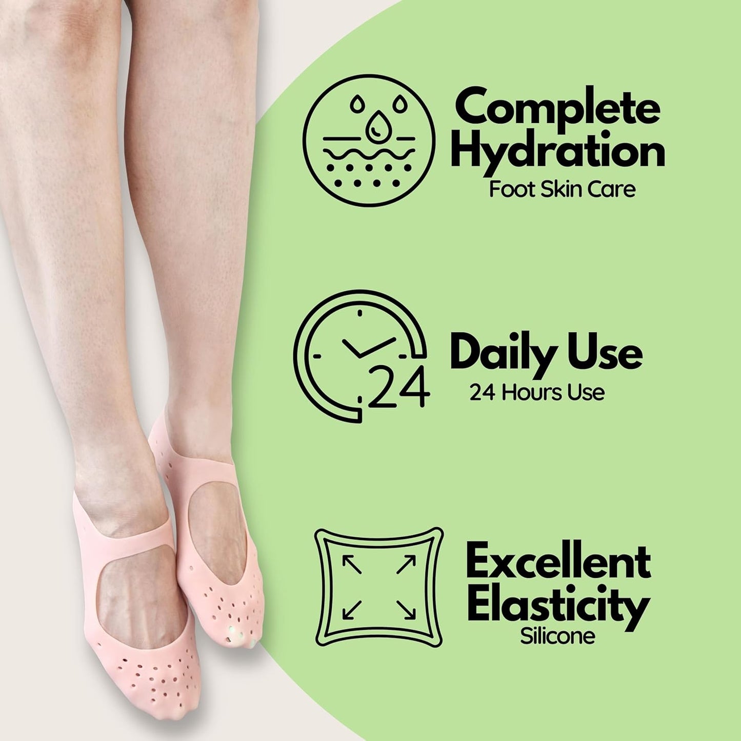 Moisturizing Gel Socks - Hydrating Spa Treatment for Soft, Smooth Feet, Ideal for Dry, Cracked Heels and Rough Skin (Large, 2 Pairs)