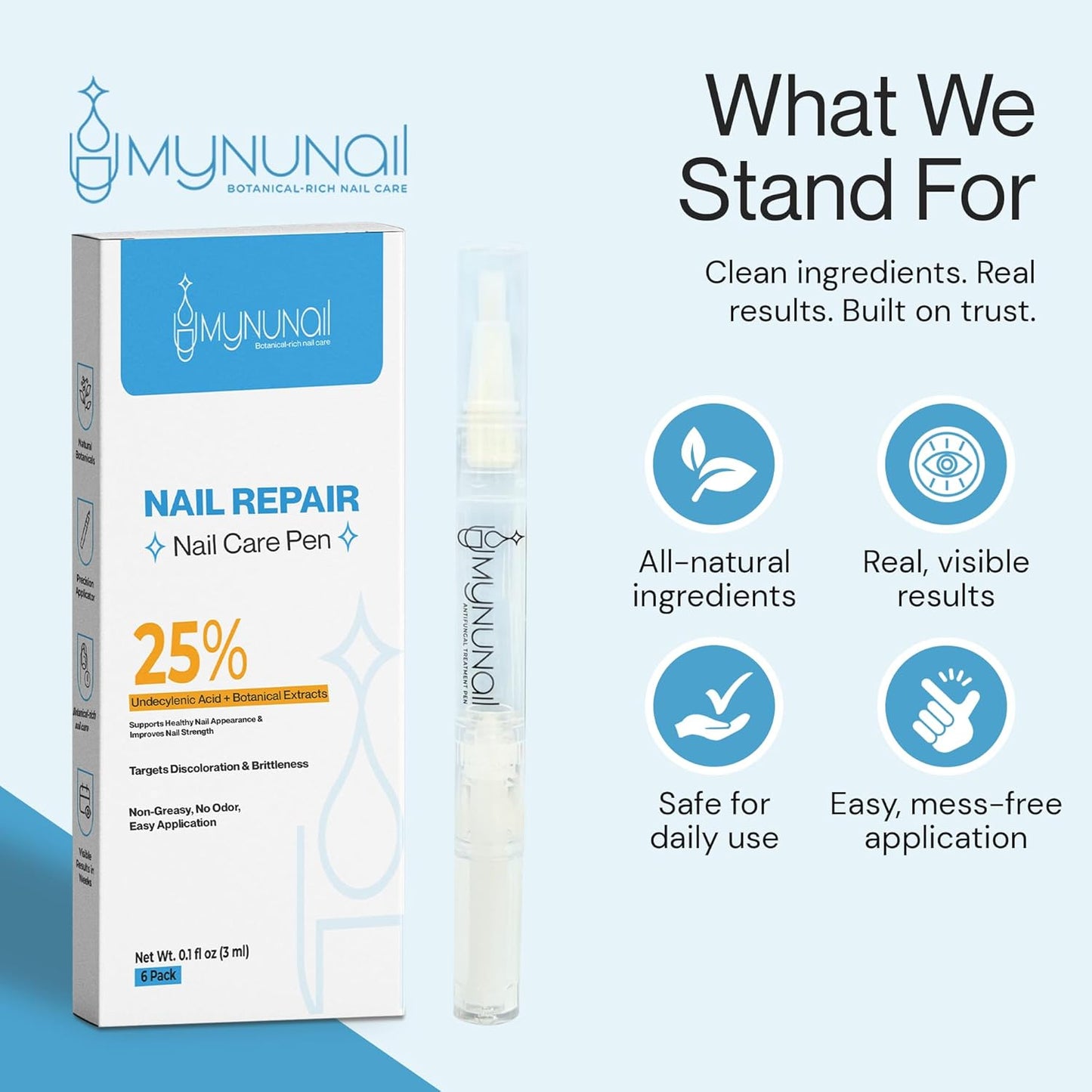 Nail Care/Conditioning Pen – Botanical Oils for Healthy, Clear-Looking Toenails and Fingernails – Fast Precision Brush Application Nail Repair Pen, Appearance of Clear Nails - Pack of 3