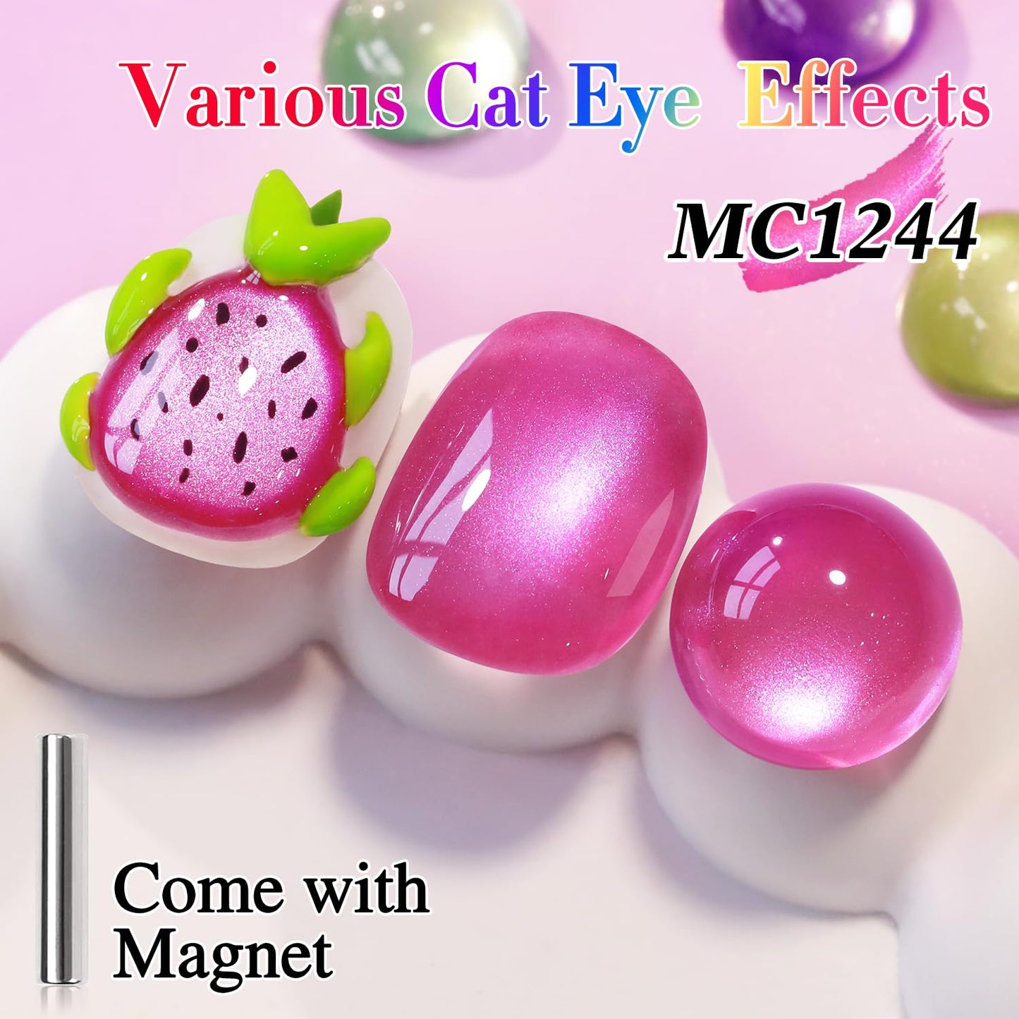 Double Rhythm 0.5 OZ Cat Eye Gel Polish with Magnet 15ML Same Color Same Bottle Holographic Glitter Shimmer Translucent Jelly Color Magnetic Polish (Glass Purple-MC1244)