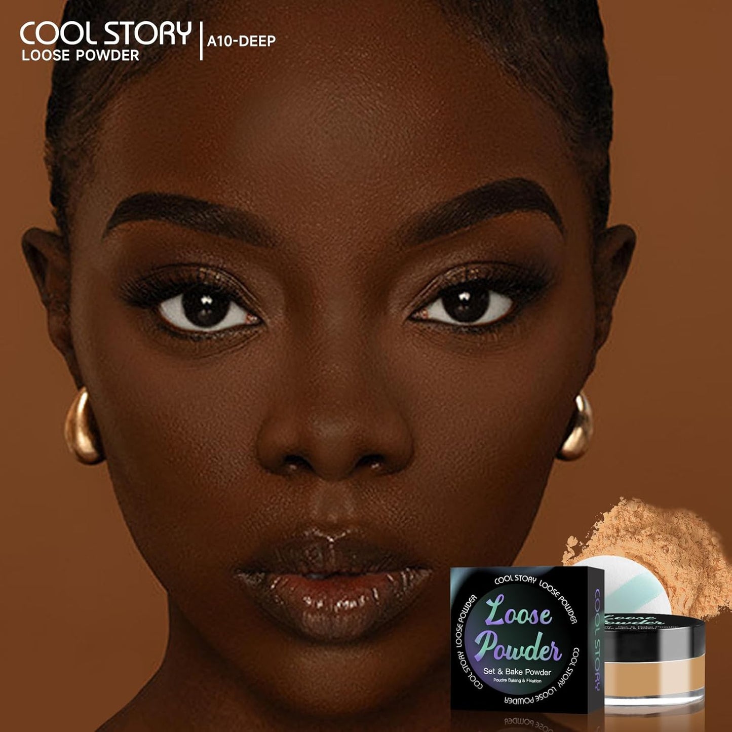 Loose Setting Powder, Bake Makeup Powder Full Coverage Matte Finish (Deep, 6g/O.21oz)