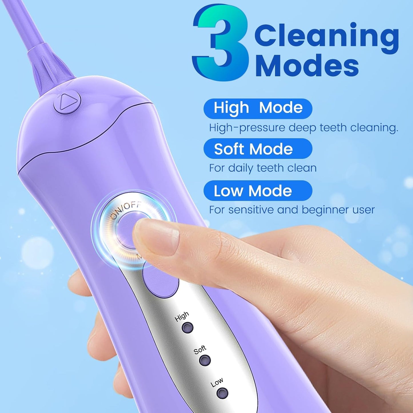 Water Flosser for Teeth, Portable Oral Irrigator Rechargeable Water Dental Flosser Pick with High Pressure 5 Jet Tips, IPX7 Travel Water Flossing for Brace Teeth Cleaner Gum Care