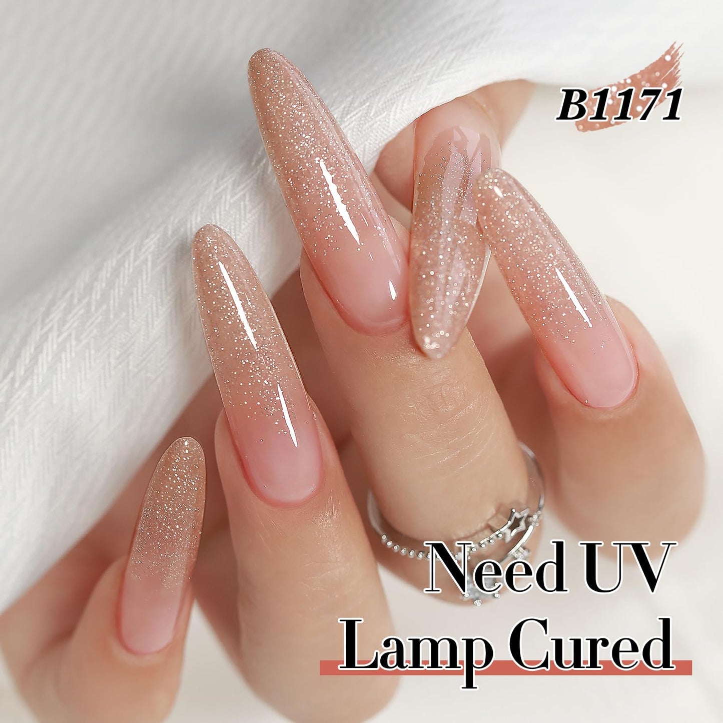 Double Rhythm 0.5Oz Glitter Gel Polish Shimmer Reflective Color for Nail Art Salon DIY Soak Off 15ml Nail Lamp Gel Polish at Home (Nude Pink-B1171)