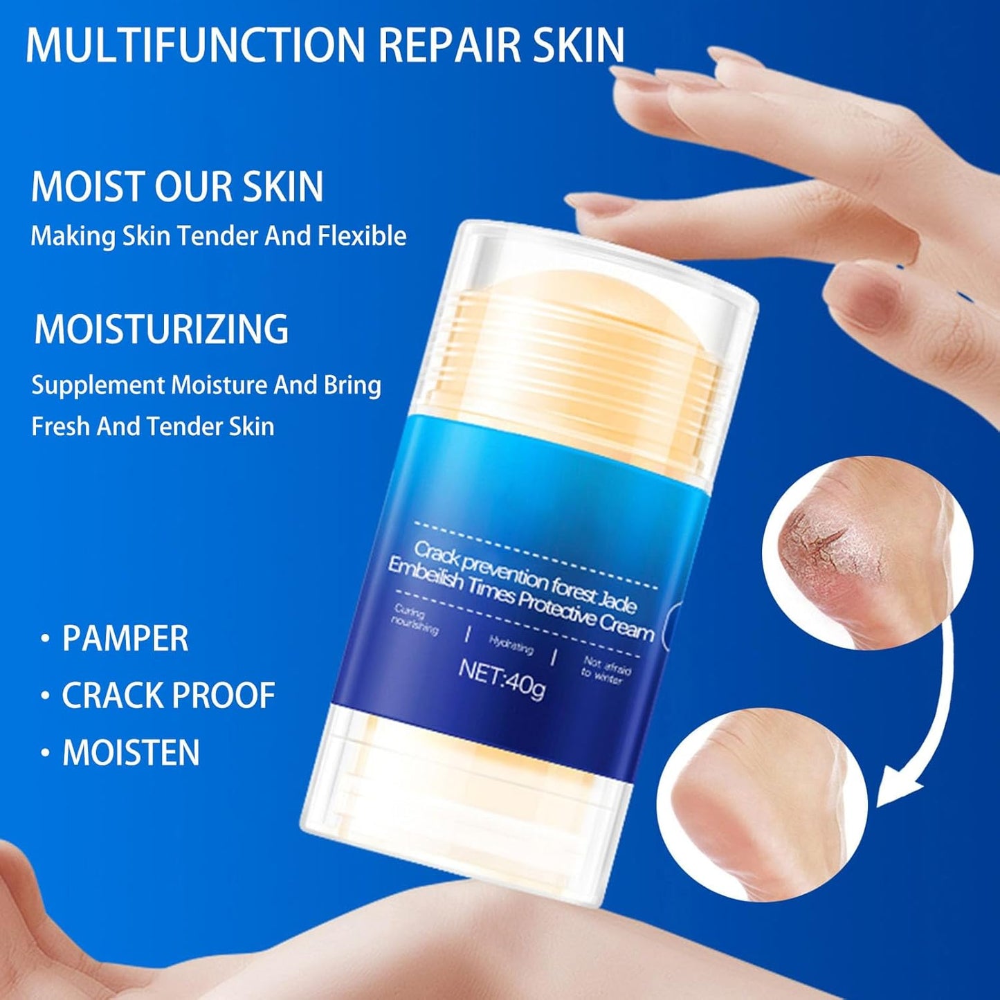 Crack Feet Prevention Stick 2PCS - Foot Care Cream Heel Balm for Dry Cracked Feet, Remove Dead Skin and Moisturize Dry Skin for Face, Knees, Elbows, Hands (2pcs, Citrus + Peach)