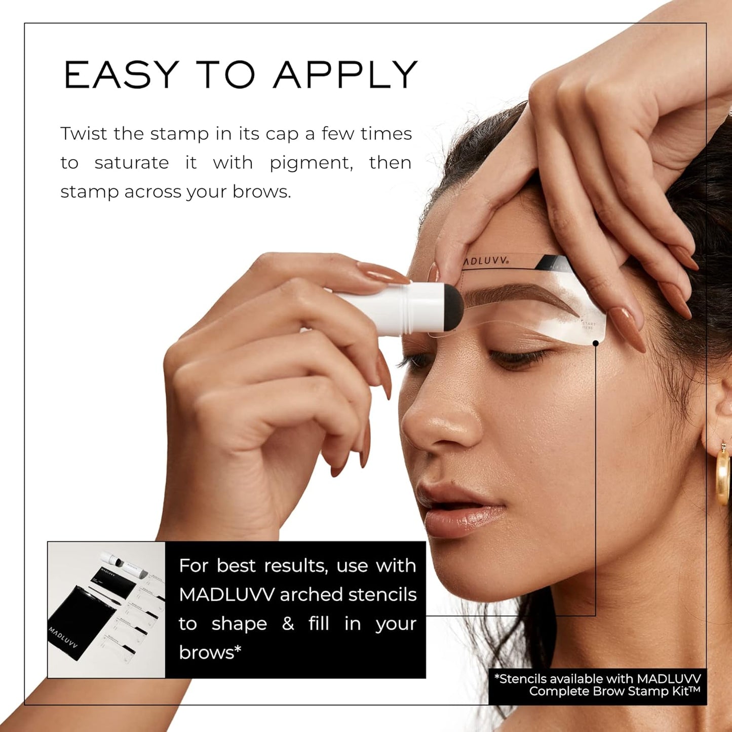 MADLUVV Brow Stamp Refill* - Color Stamp for Brows & Root Touch Up for Women & Men, Instantly Conceal Hair Loss, Grey Hair, Thinning Hair with Stain-Proof/Smudge-Proof Powder Formula (Medium Brown)