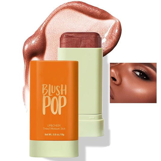 Soft Creamy Highlighter Blush Stick, Silky Smooth Shimmer Bronzer Stick,Waterproof Blendable Natural Glow Highlighter Makeup Stick, Lightweight Body Face Illuminator Luminizer,06 Golden Brown